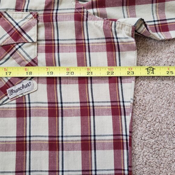 Vintage Wrangler Wrancher Size Large Pearl Snap Mens Button Up Long Sleeve Plaid - Picture 6 of 6